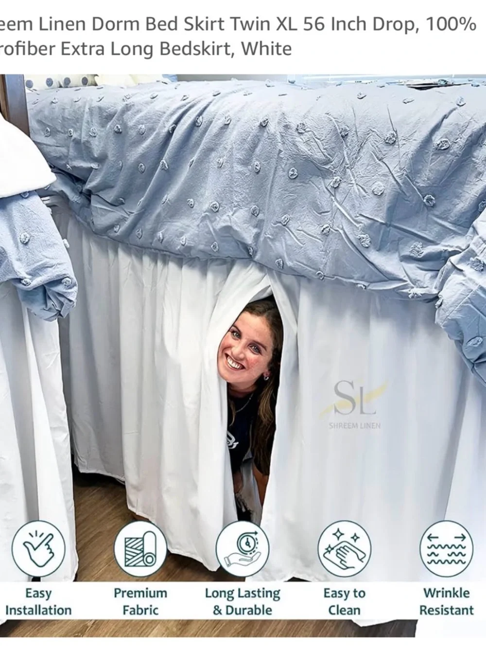 White Twin XL Bed Skirt - 56